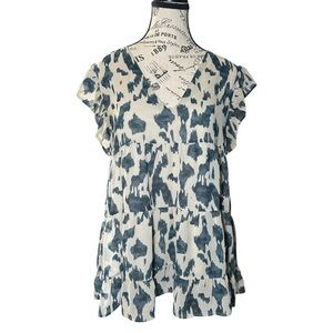 Entro Animal Print Tiered Blouse